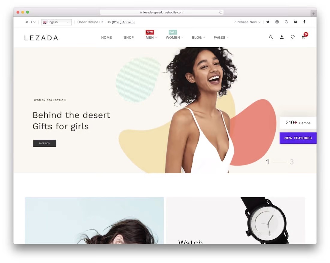 Shopify eCommerce mobile interface showing responsive design