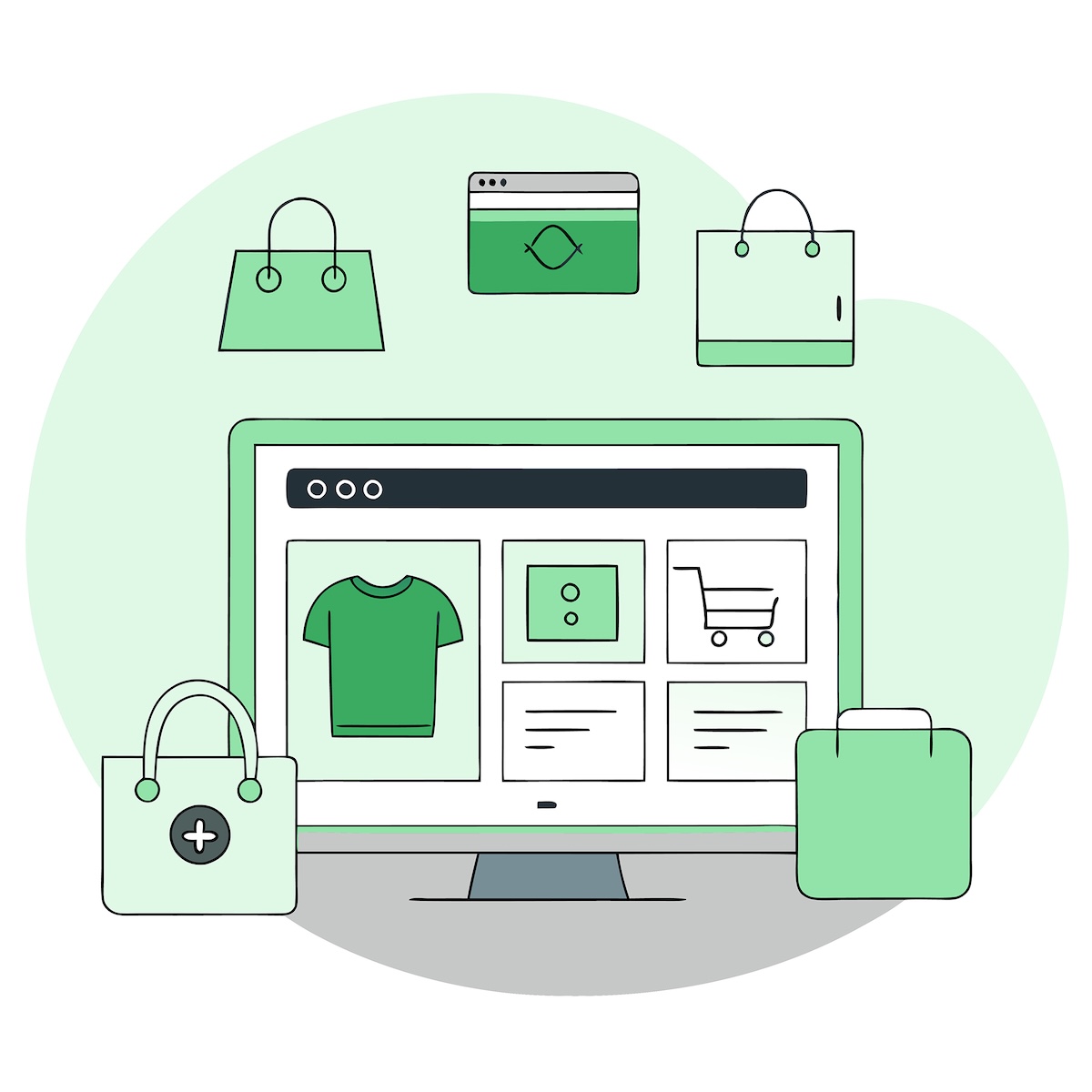 A sleek and modern website template on a laptop screen, representing custom WooCommerce design