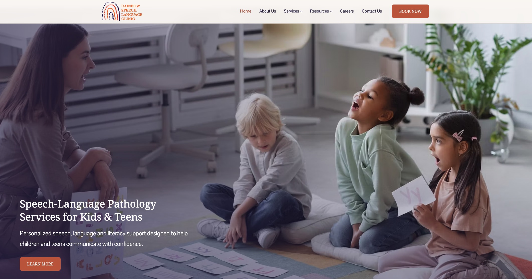 Rainbow Speech Language Clinic custom WordPress website redesign and local SEO case study for speech therapy clinic in Delta and Surrey BC